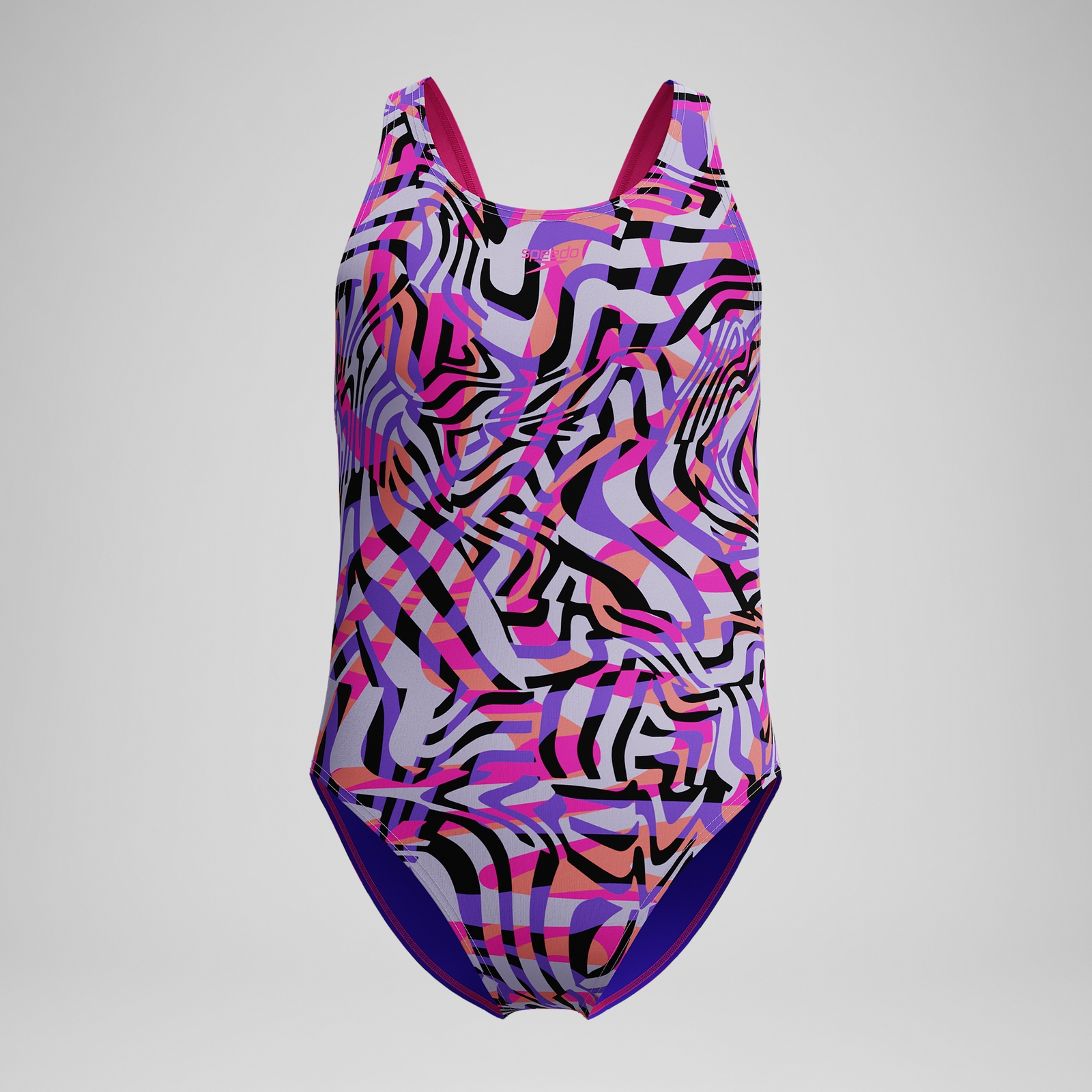 Girls Allover Leaderback Swimsuit Pink/Black