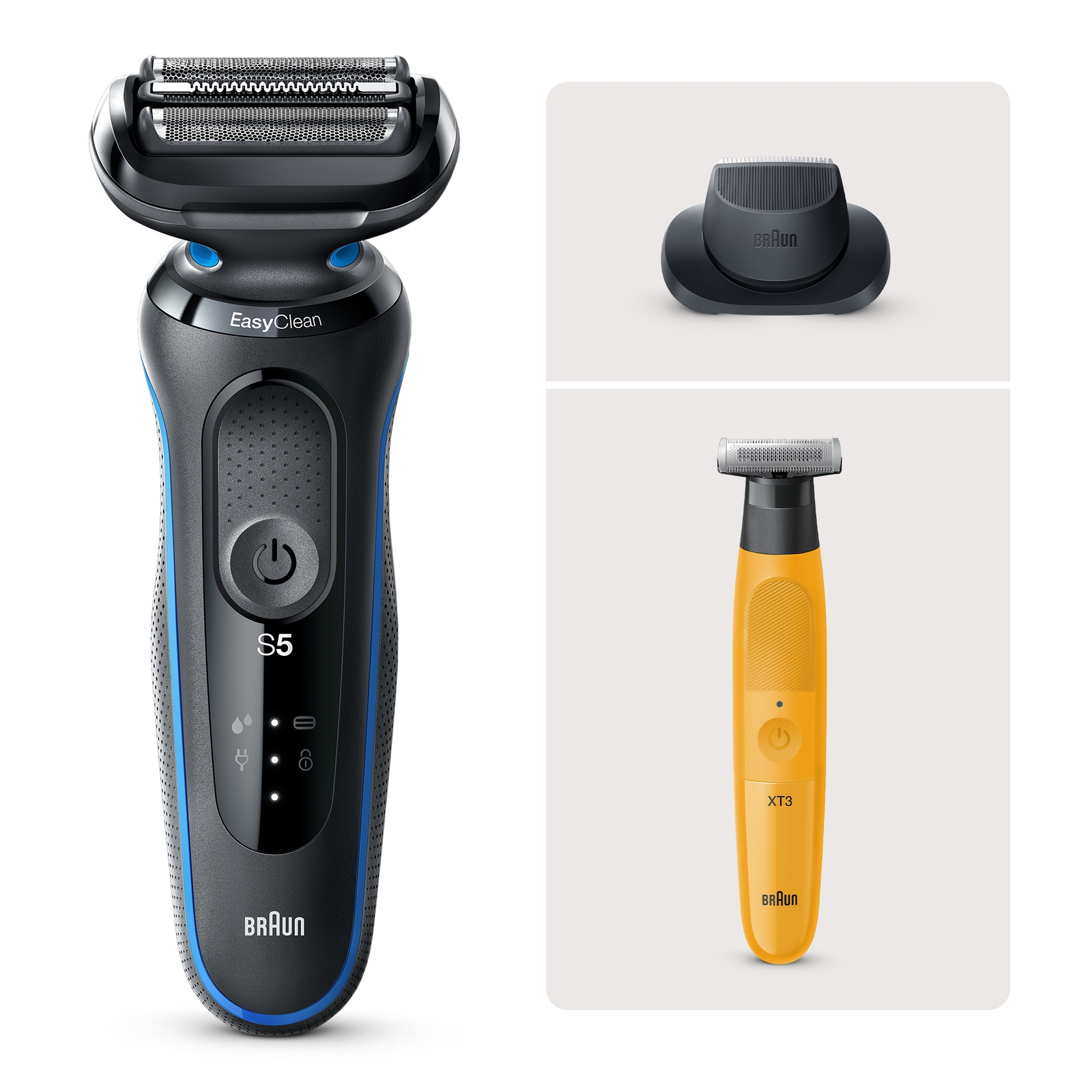 Men's Blue Braun Bundle: Series 50-B1200s Electric Shaver And Hybrid Trimmer Xt3205 Size 5