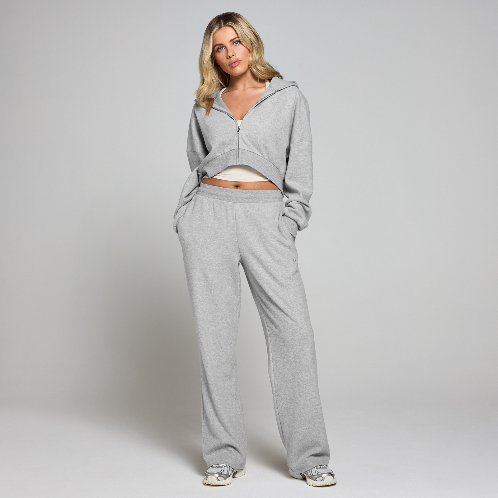 5059883404523 - MP Damen Soft Touch Kapuzenpulli mit durchgehendem Reißverschluss – Hellgrau - XL