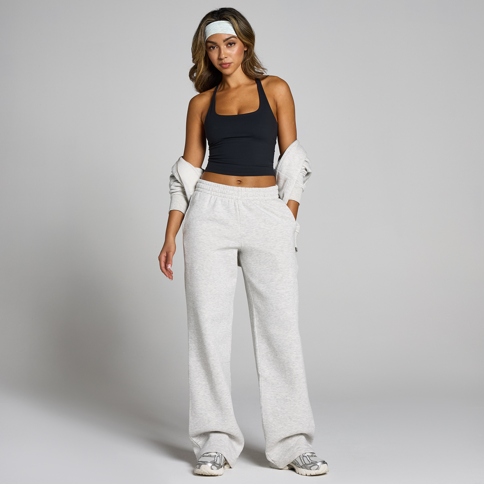 Thumbnail - MP Damen Basics Jogginghose mit langer Passform und geradem Bein – Hellgrau - M