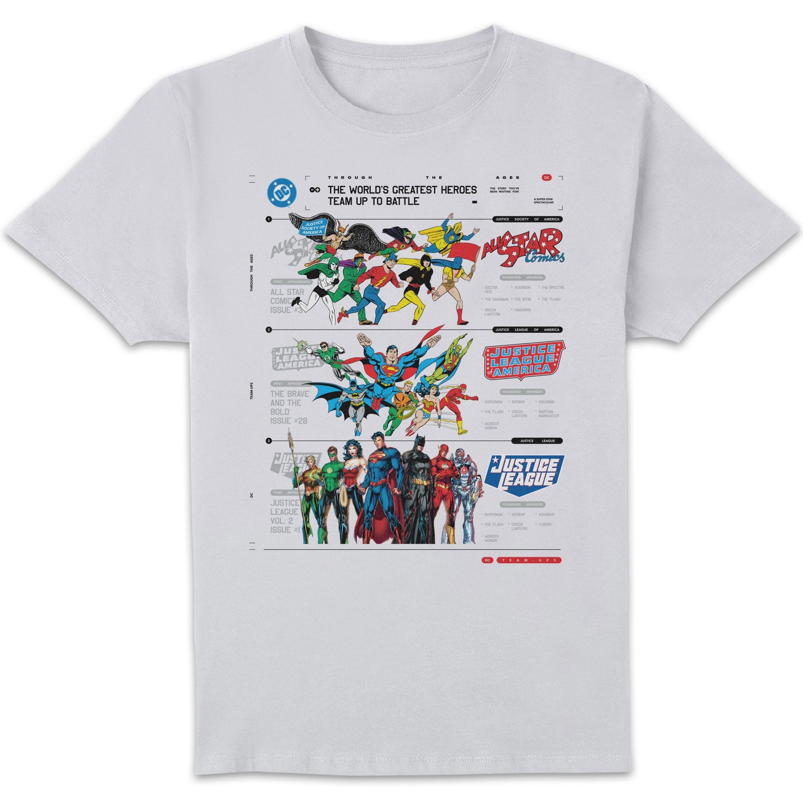 DC Comics Justice League Through The Ages Unisex T-Shirt - White - XL