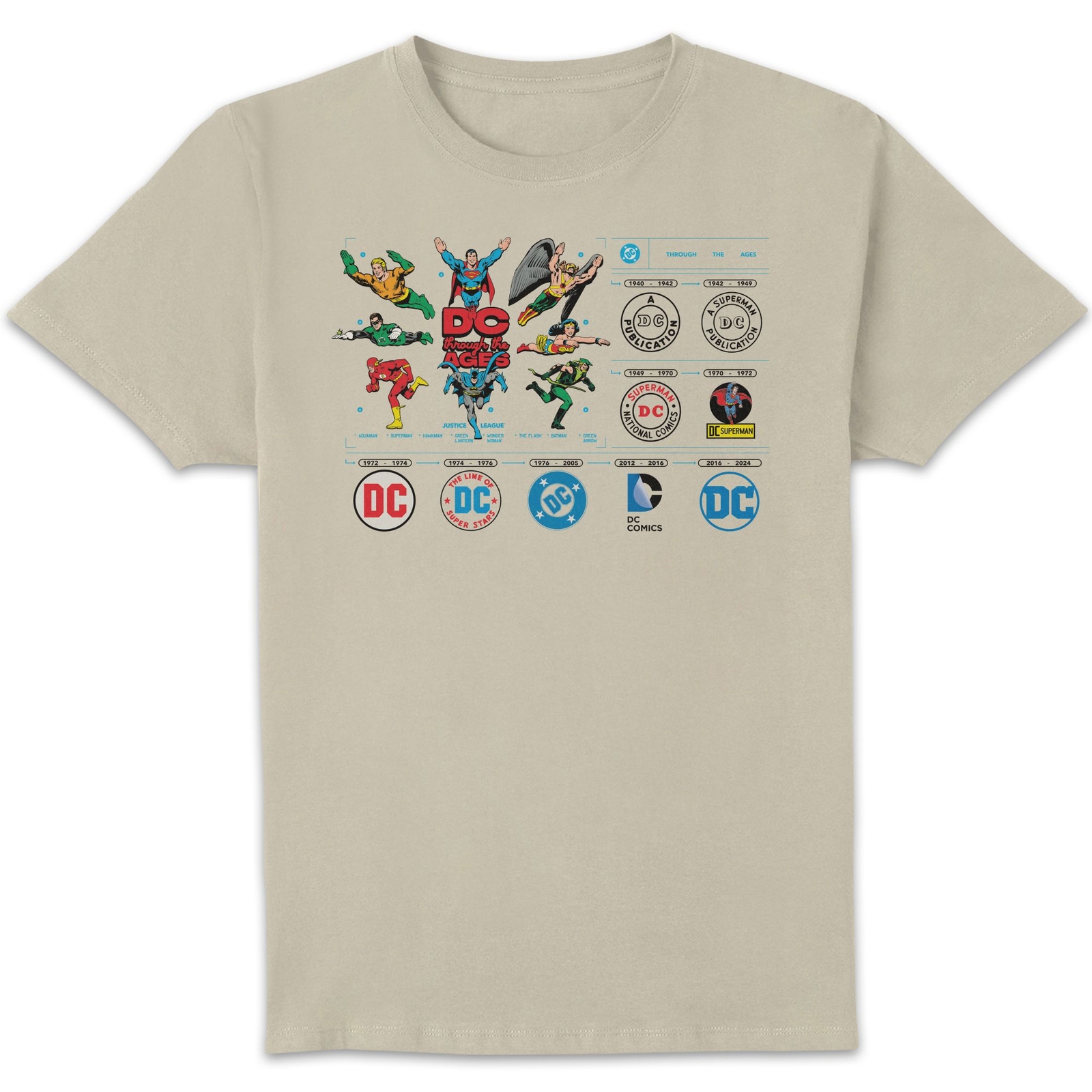 DC Comics Justice League DC Through The Ages Unisex T-Shirt - Cream - XS