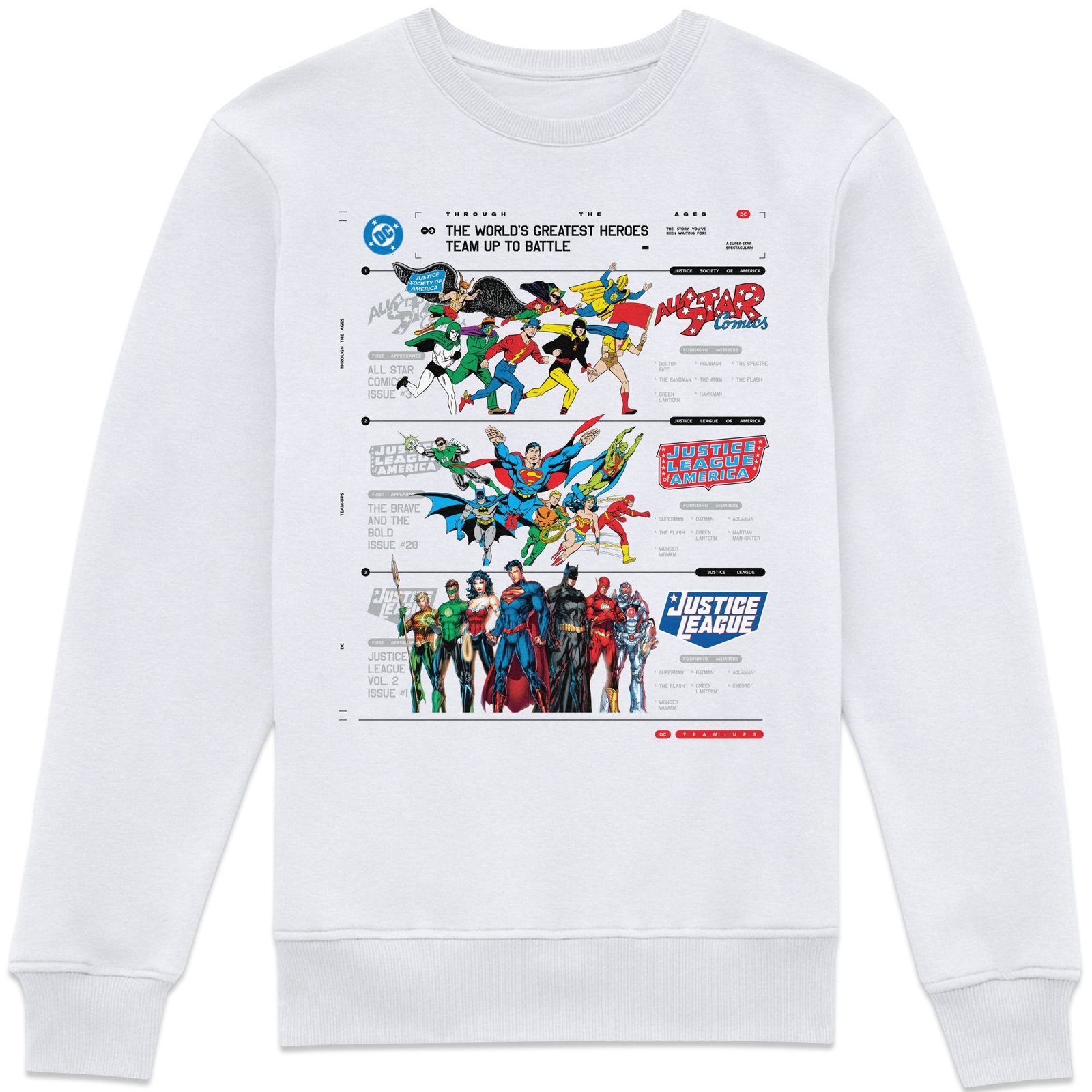 DC Comics Justice League Through The Ages Sweatshirt - White - S