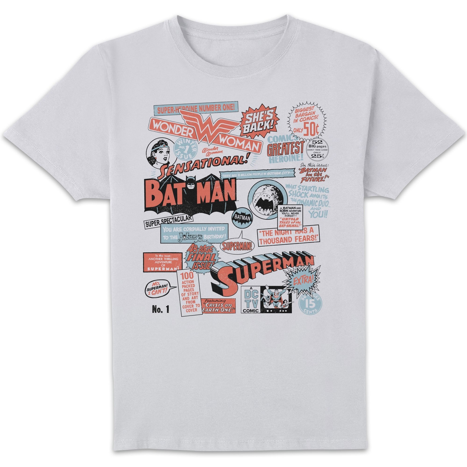DC Comics Justice League Retro Unisex T-Shirt - White - XS