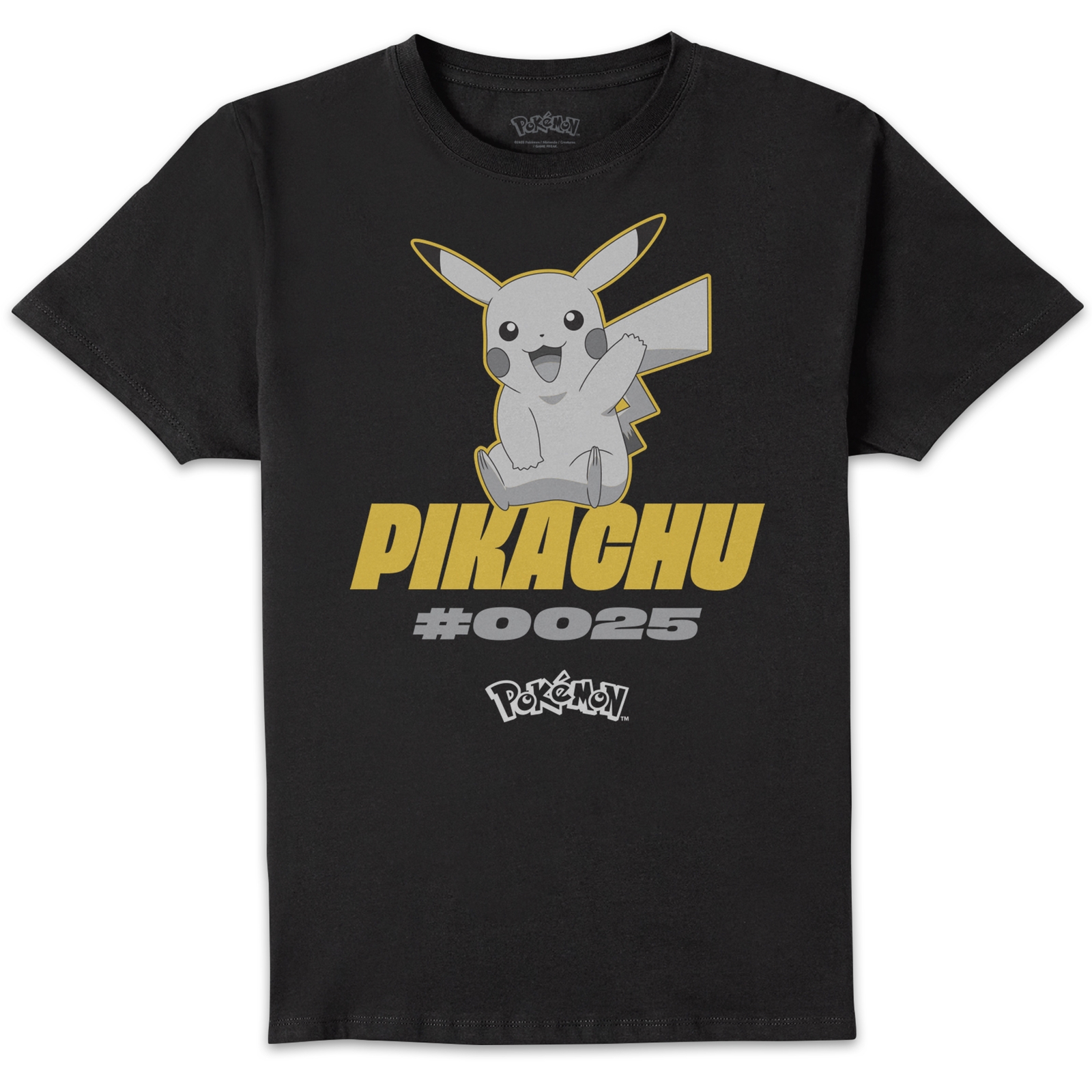 Pokémon Pikachu #0025 Unisex T-Shirt - Black - 4XL