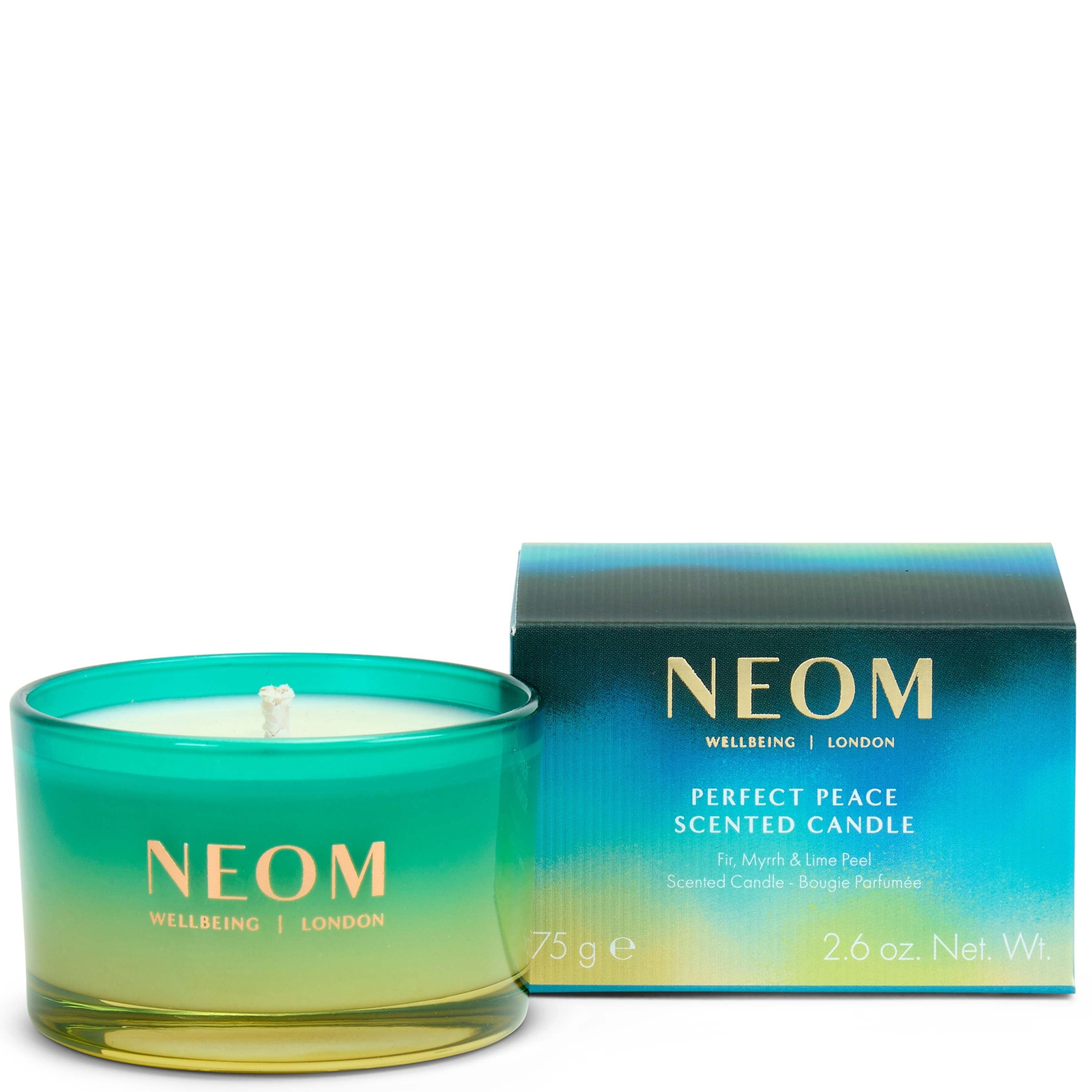 Neom Perfect Peace Travel Candle 75g In Green