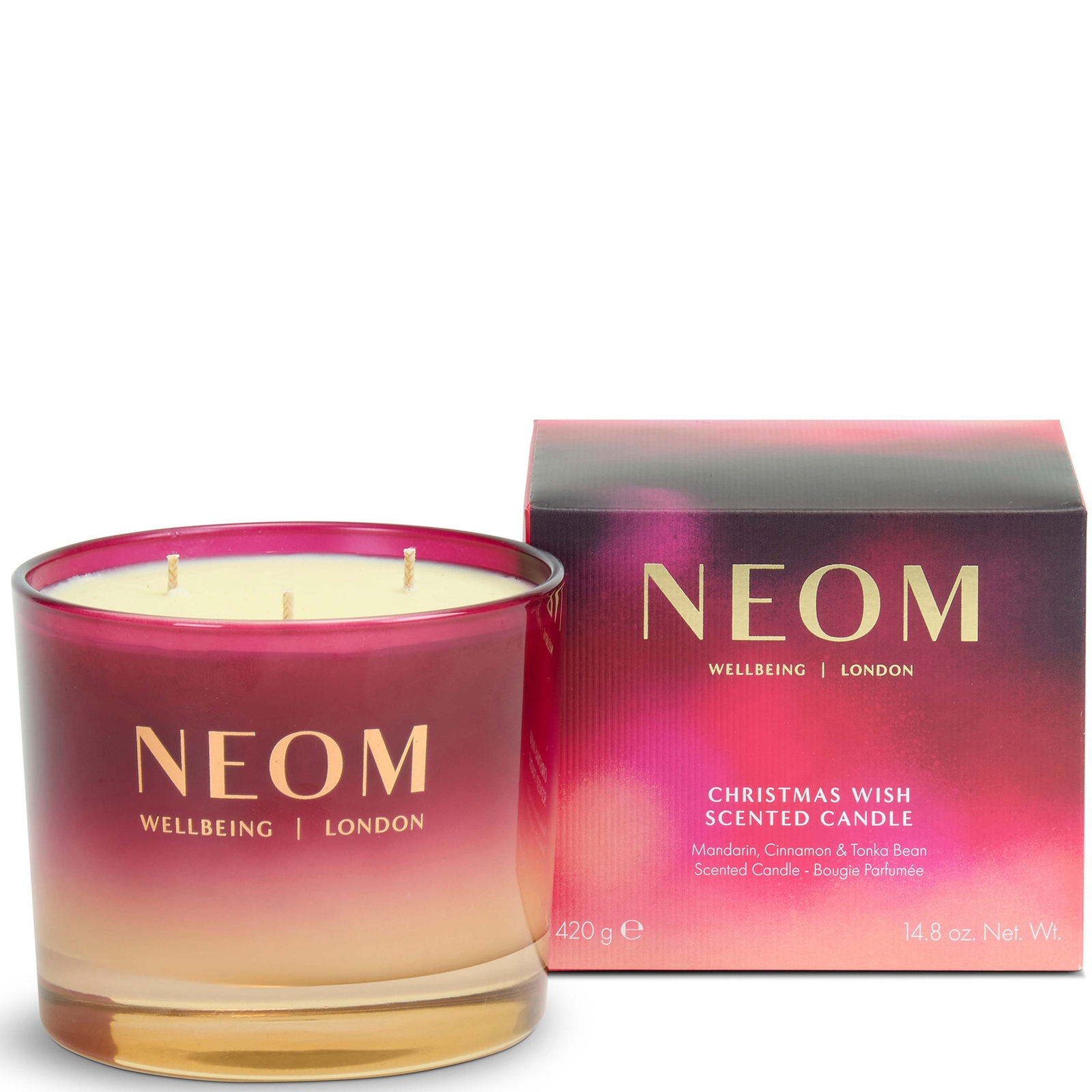 Neom Christmas Wish 3 Wick Candle 420g In Pink