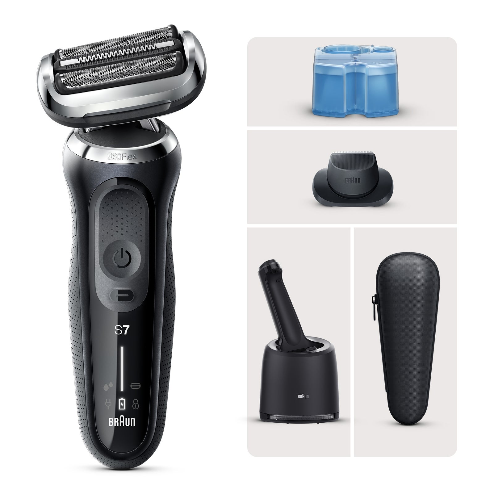 Men's Black Braun Bundle: Series Electric Shaver Smartcare Center & Ccr2 Size 7