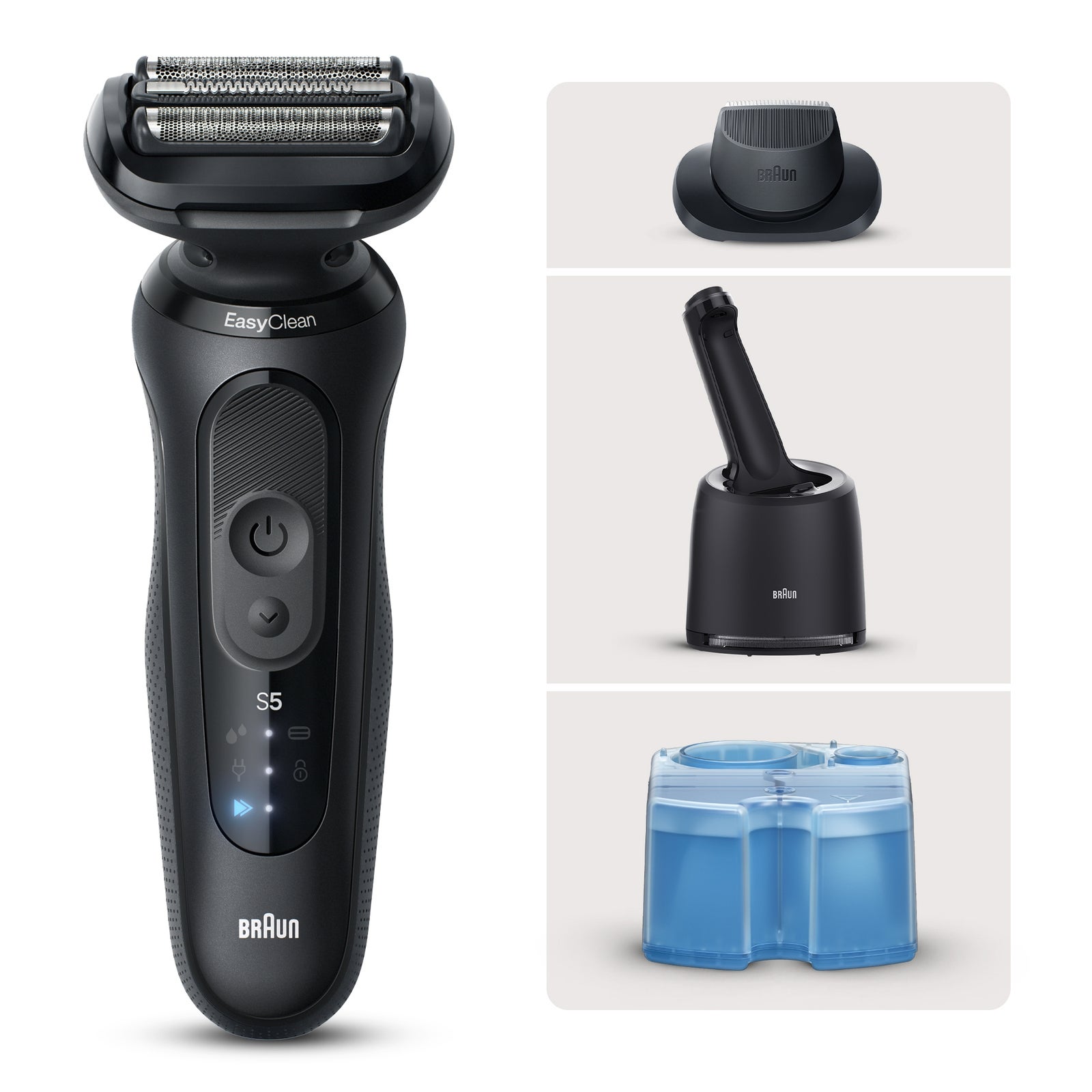 Men's Black Braun Bundle: Series Electric Shaver Smartcare Center & Ccr2 Size 5