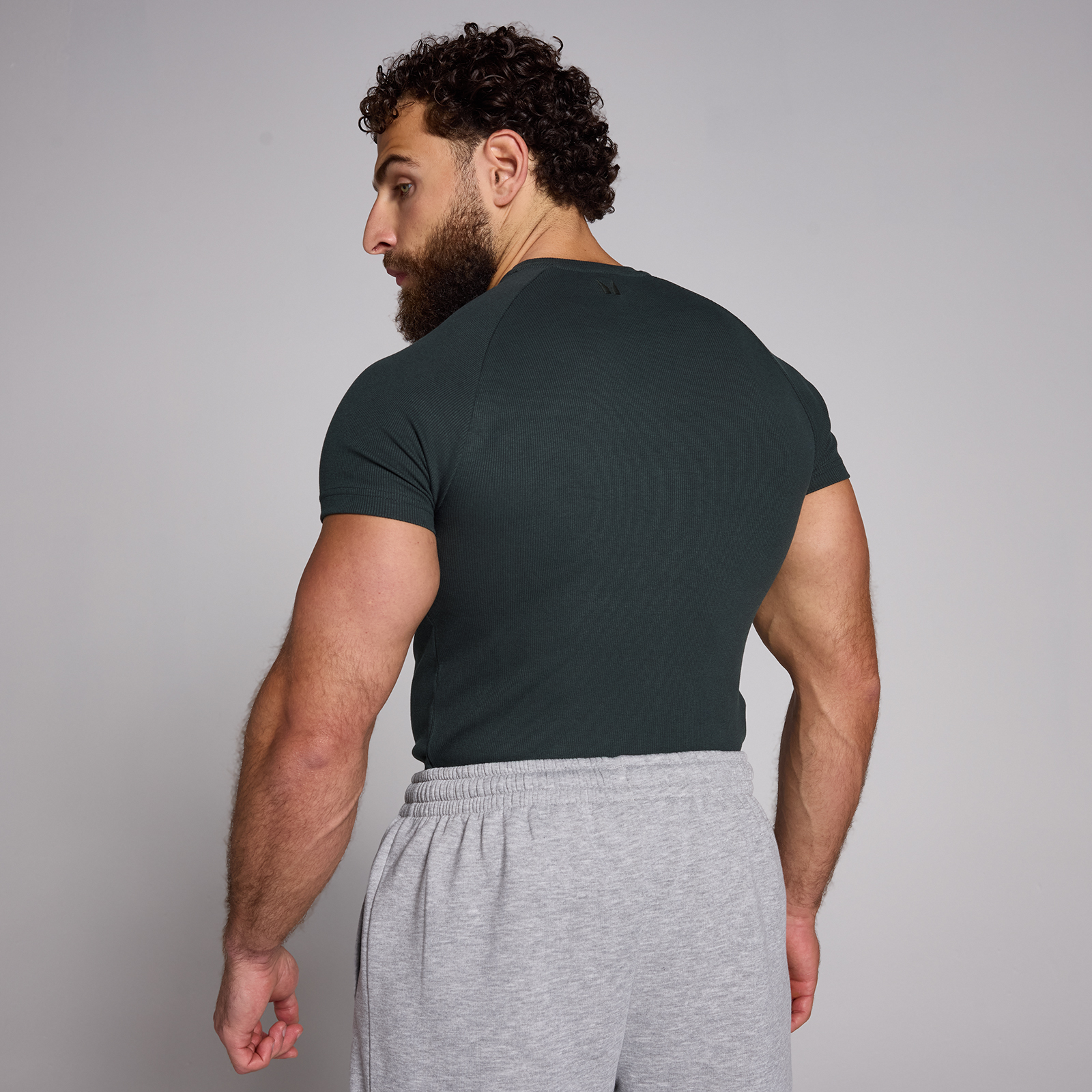 MP Herren Origin geripptes T-Shirt in Muskelpassform – Verwaschenes Schwarz - XXL