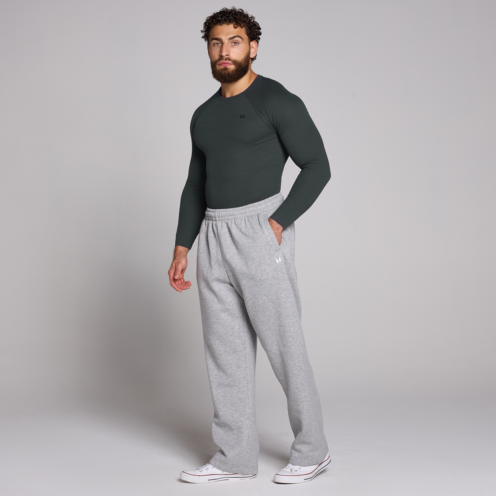 5059883406206 - MP Herren Origin geripptes langärmeliges Shirt in Muskelpassform – Verwaschenes Schwarz - S