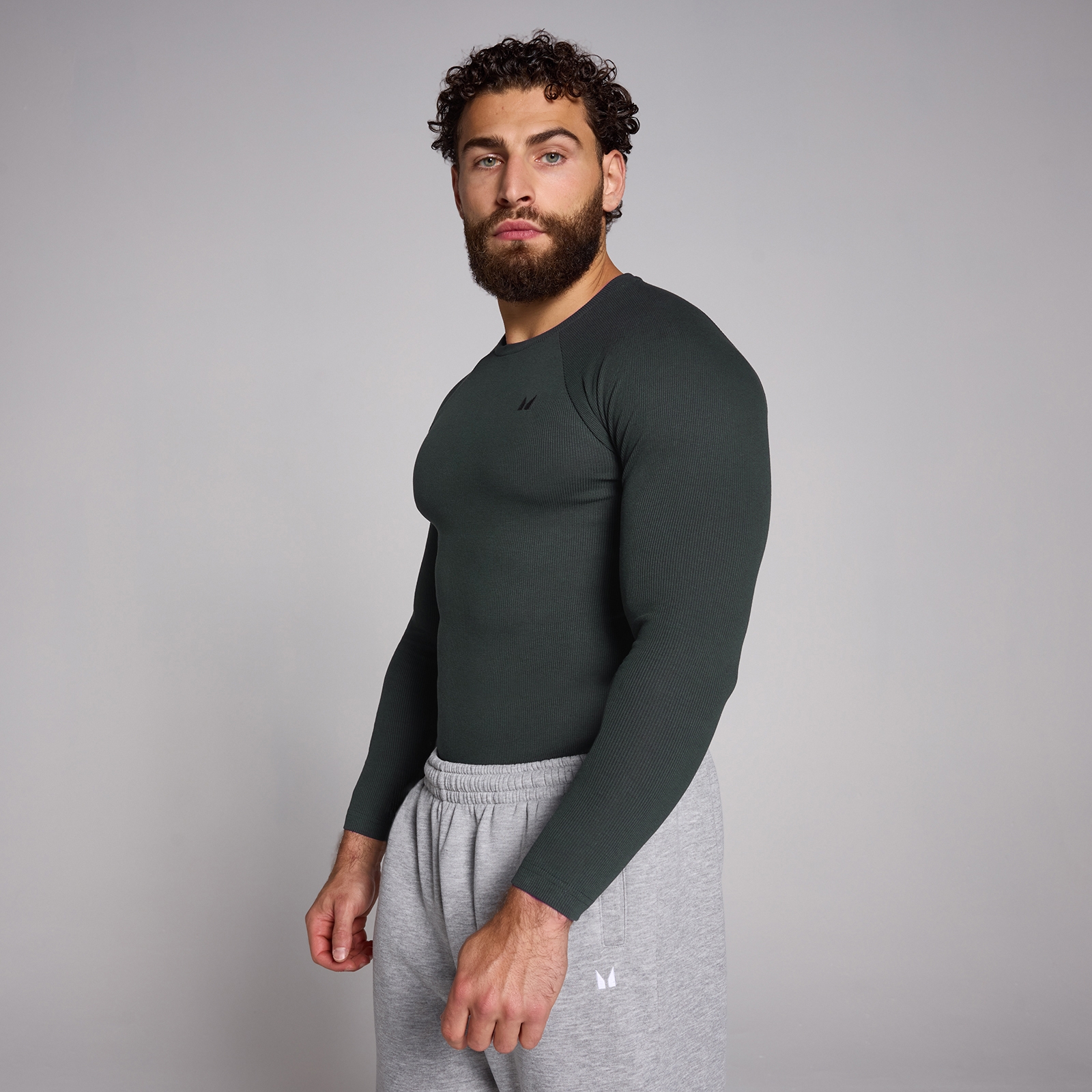 Myprotein UK MyProtein MP Men's Origin Ribbed Muscle Fit Long Sleeve Top - Washed Black - XXL