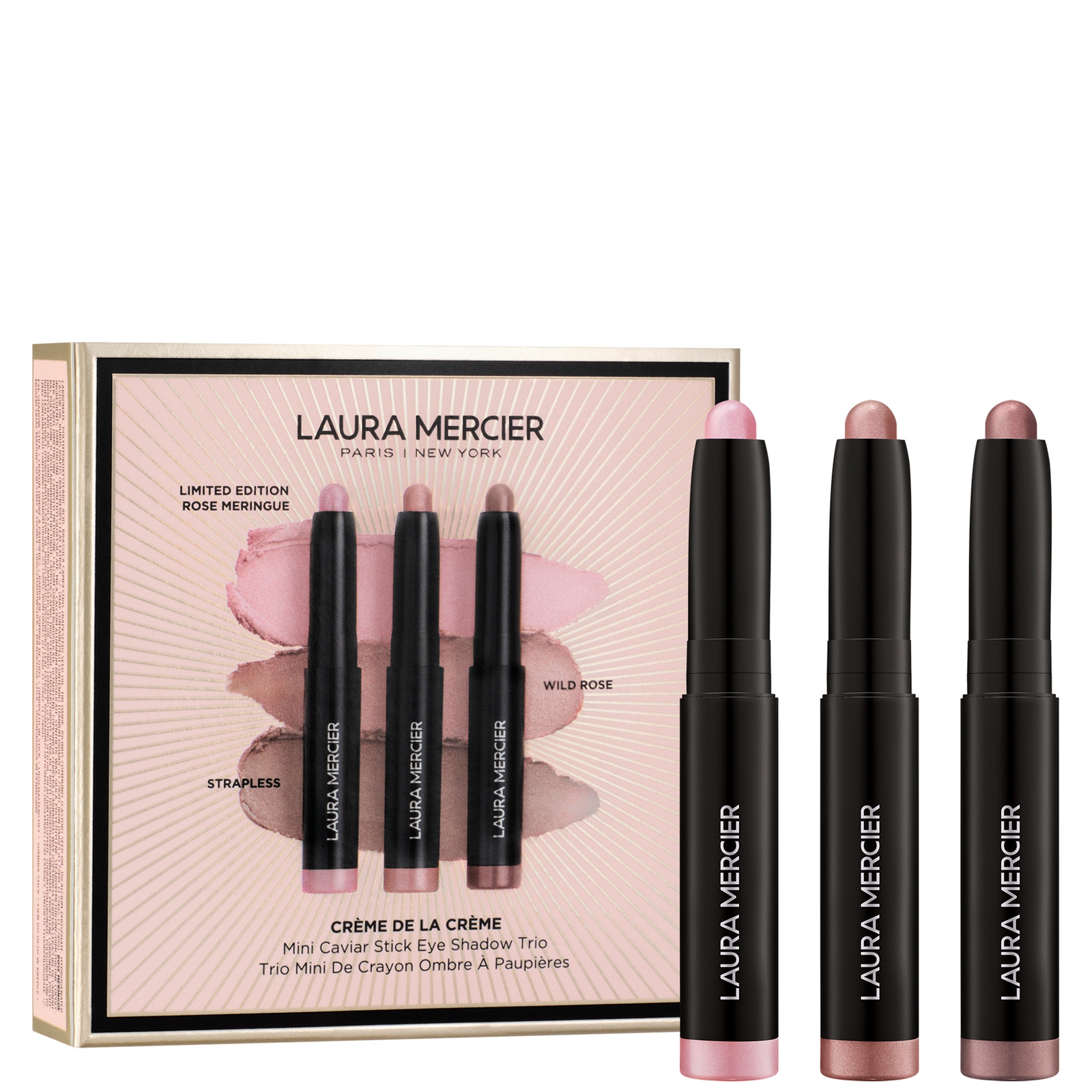 Laura Mercier Crème De La Crème Mini Caviar Stick Eyeshadow Trio - Ed Rose Meringue, Strapless, Wild Rose 1g X3 (w