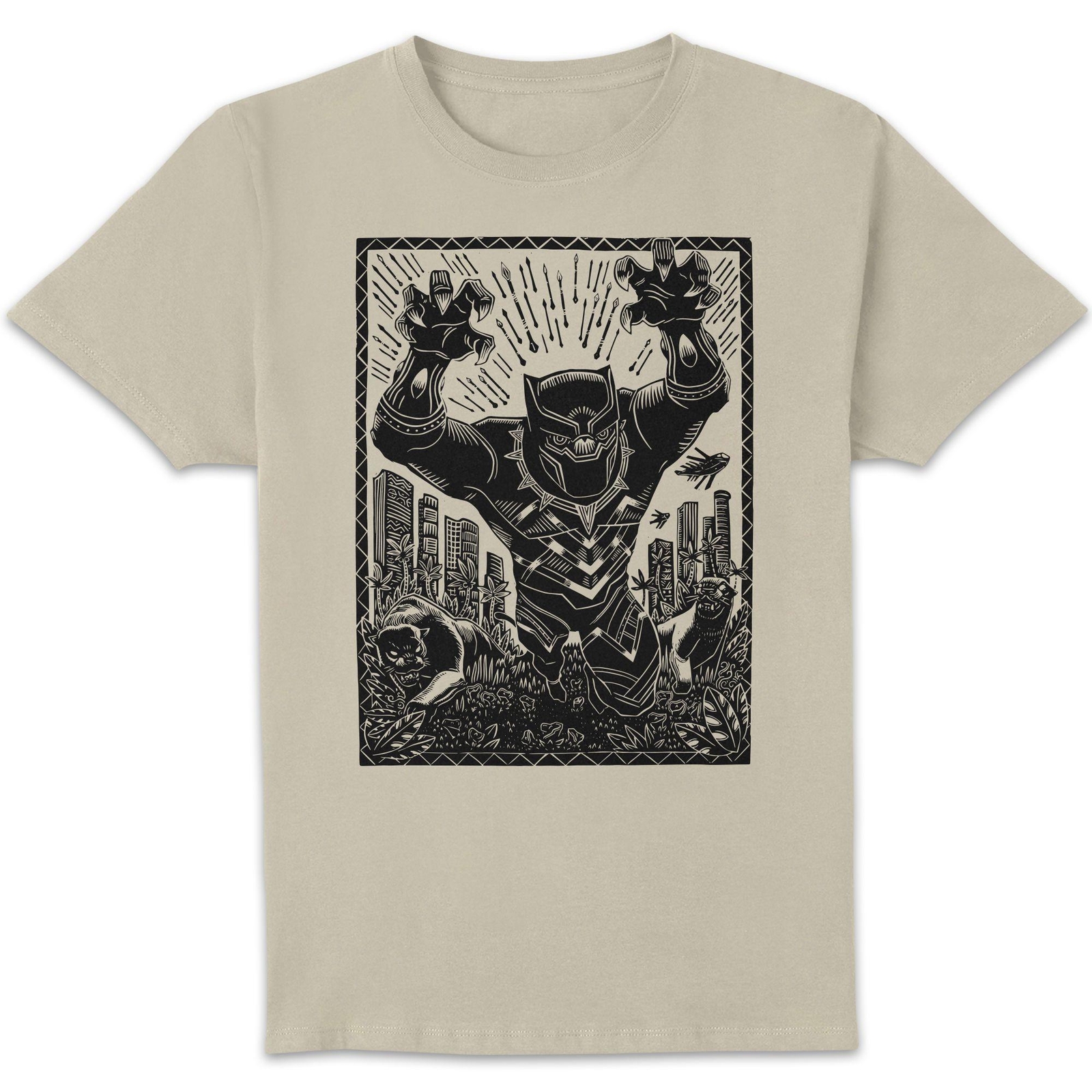 Marvel Black Panther Line Art Unisex T-Shirt - Cream - XL