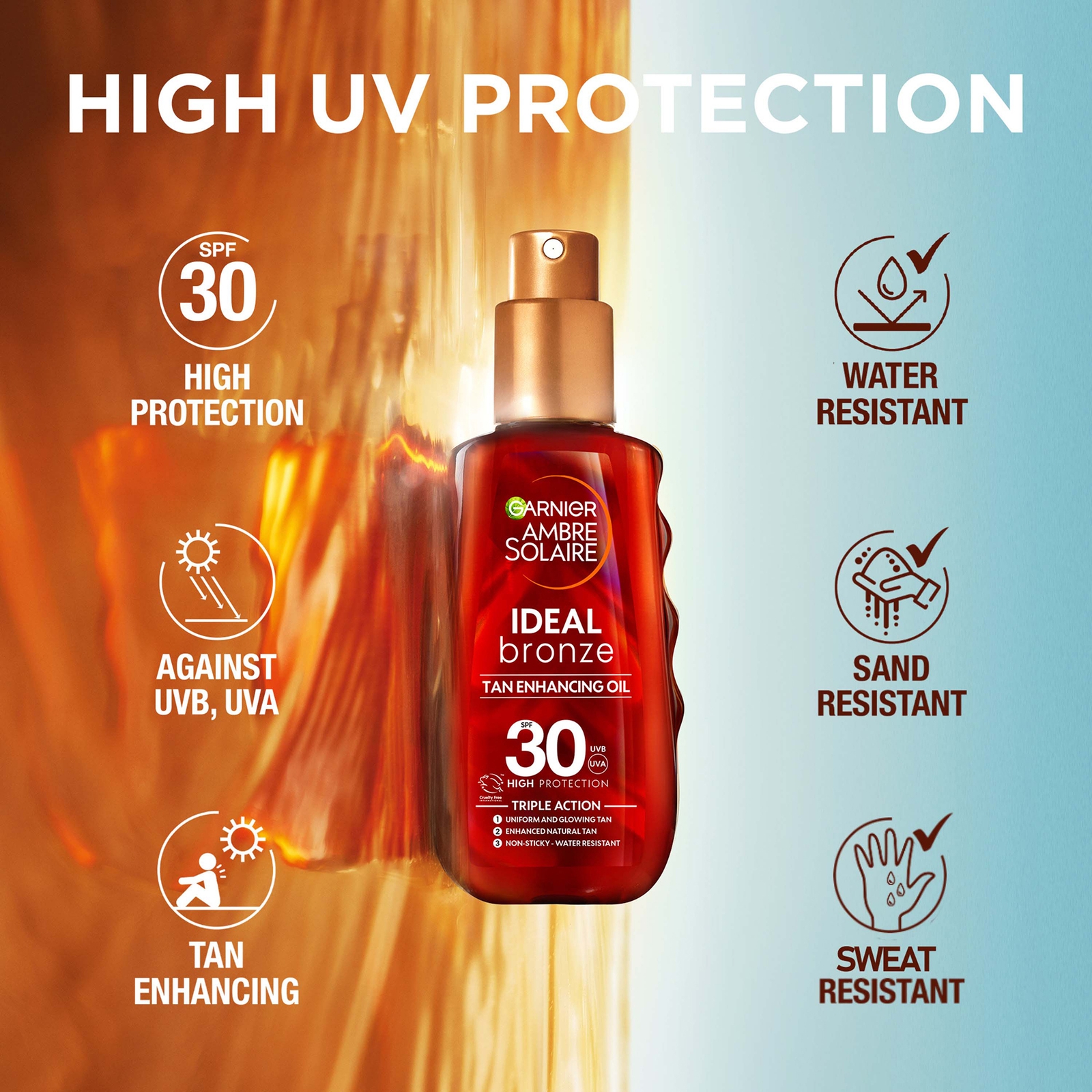 Thumbnail - Garnier Ambre Solaire Ideal Bronze Protective Oil SPF15 & SPF30 with After Sun Tan Maintainer