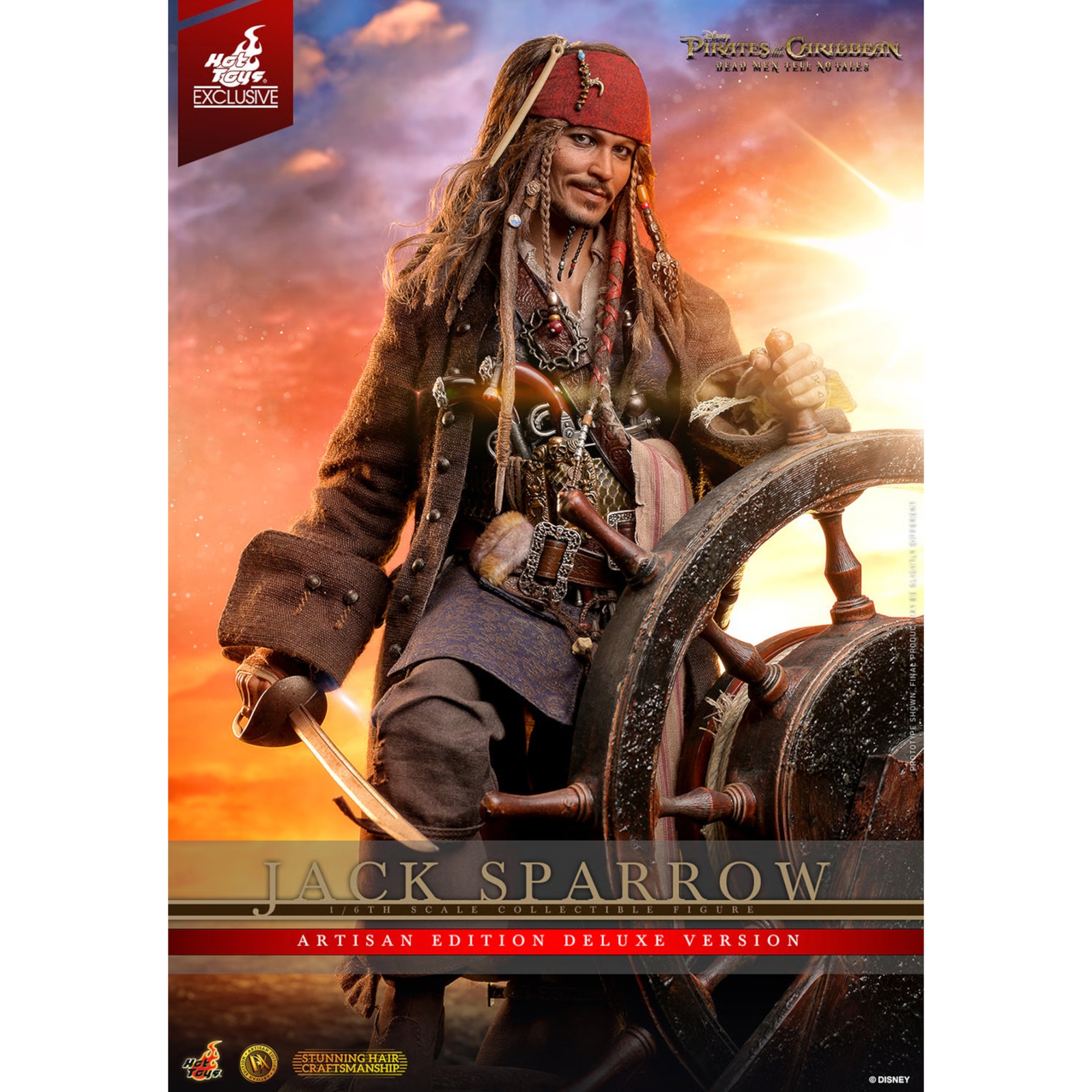 Hot Toys Pirates of the Caribbean Jack Sparrow (Artisan Edition Deluxe Version) 1/6th Scale Figure (30cm)
