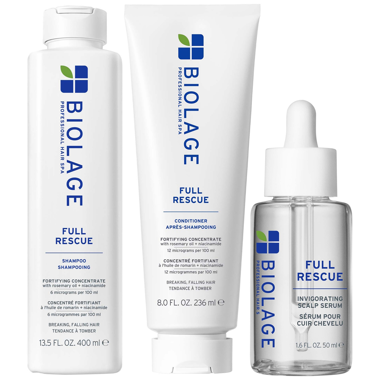 Biolage Full Rescue Shampoo 400ml, Conditioner 236ml and Oil-Balancing Serum 50ml Bundle