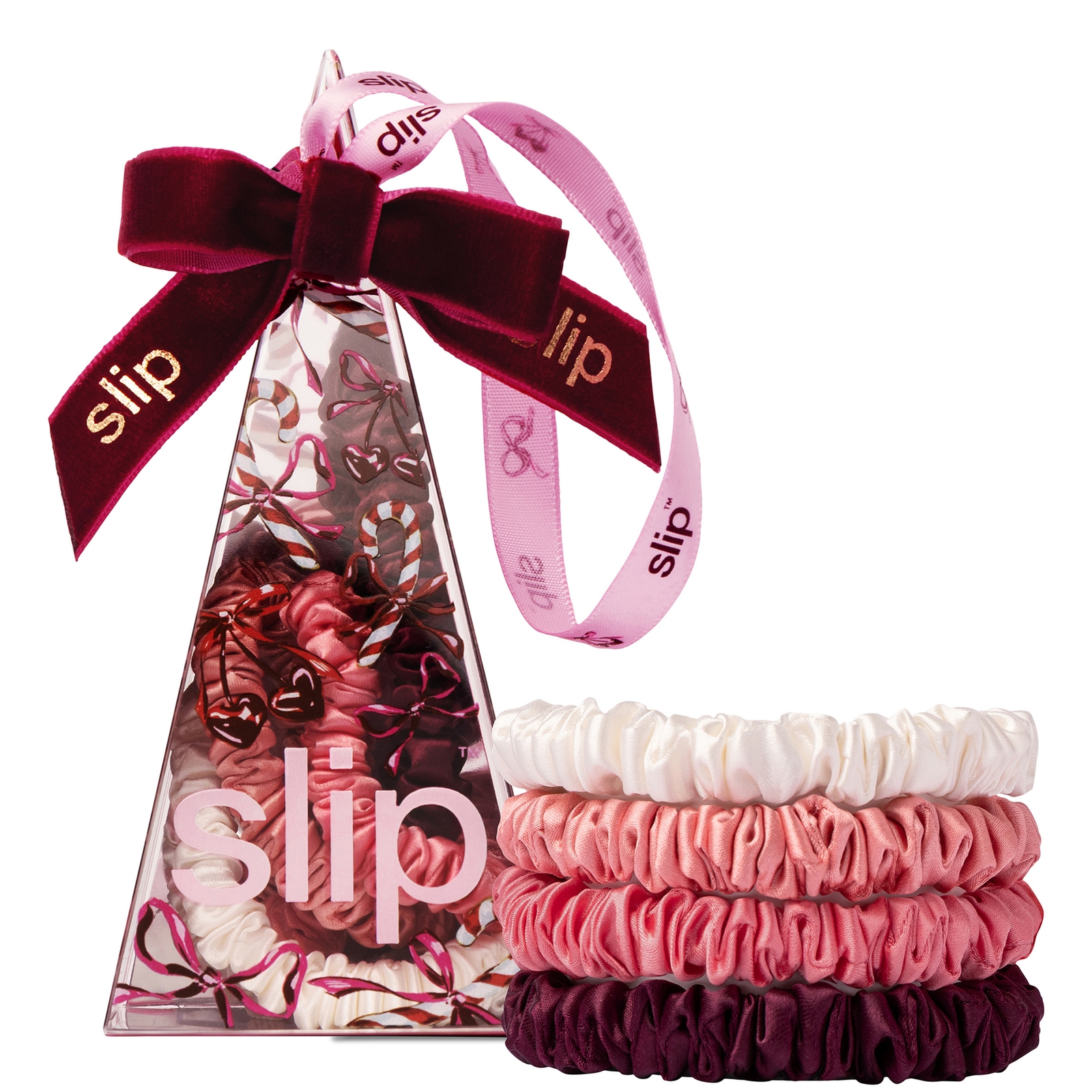 Slip Sweetie Pie Skinny Silk Pack Of Four Scrunchie Ornament In Multi