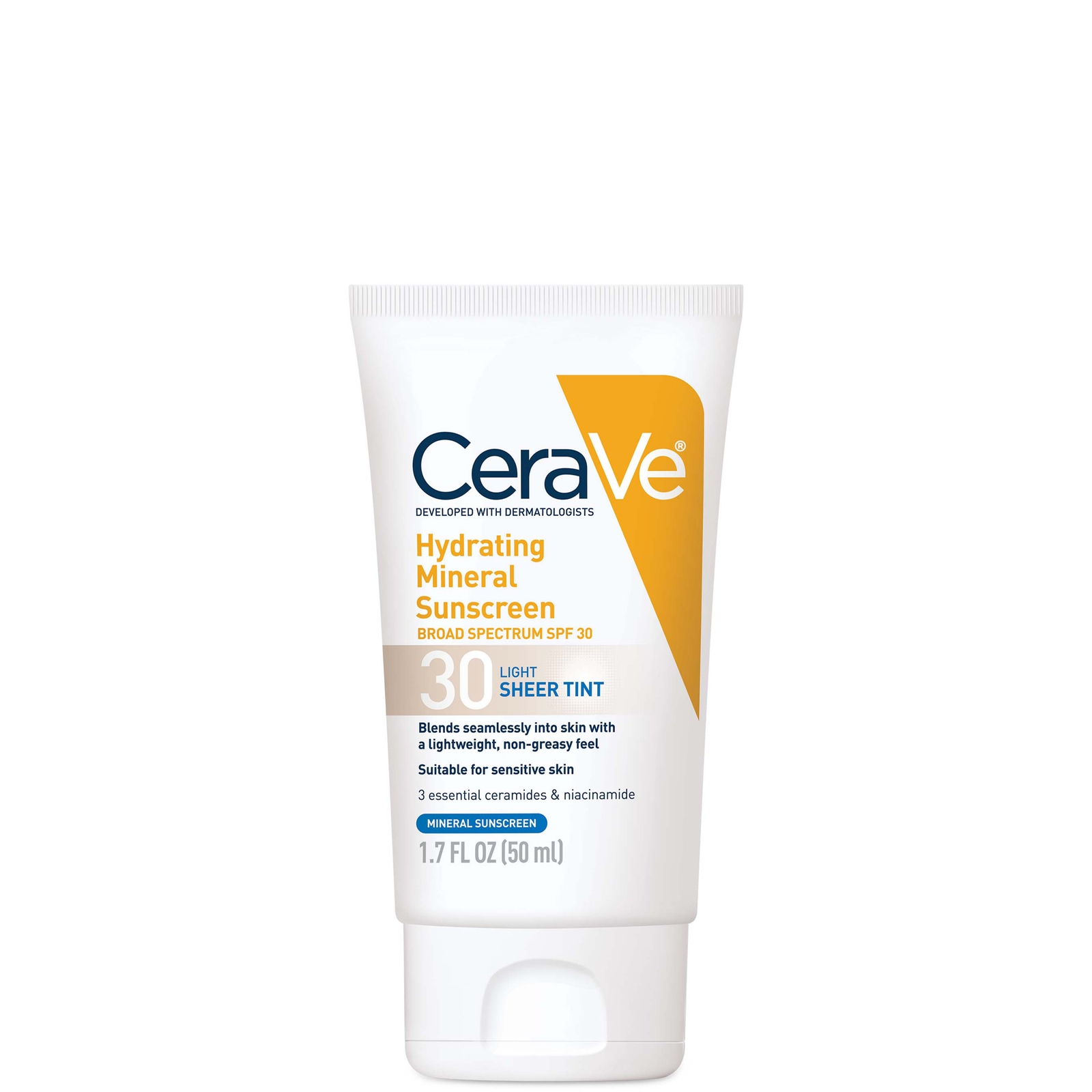 Cerave Hydrating Mineral Tinted Sunscreen Spf 30 (various Shades) In White