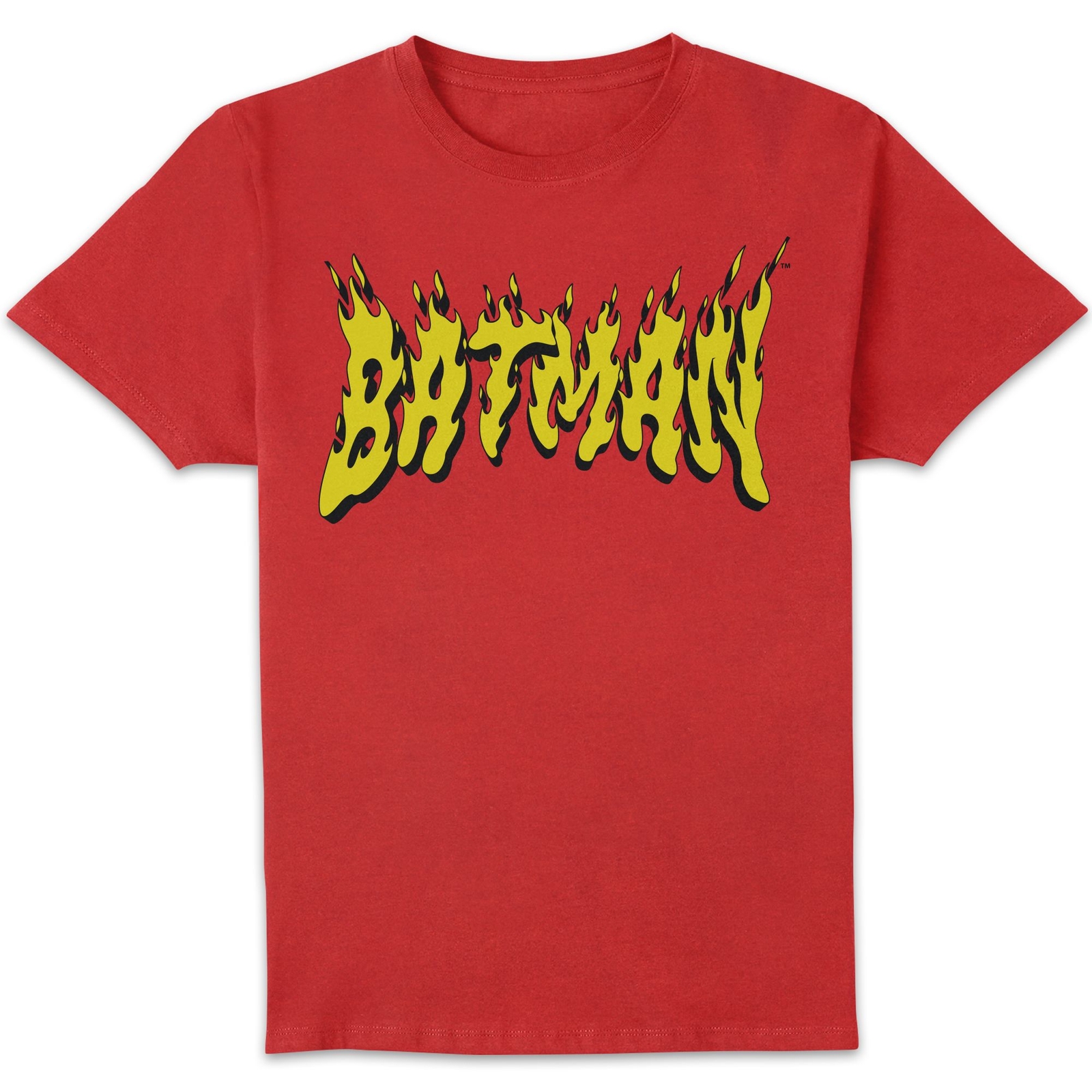DC Comics Batman Text Fire Unisex T-Shirt - Red - XXL