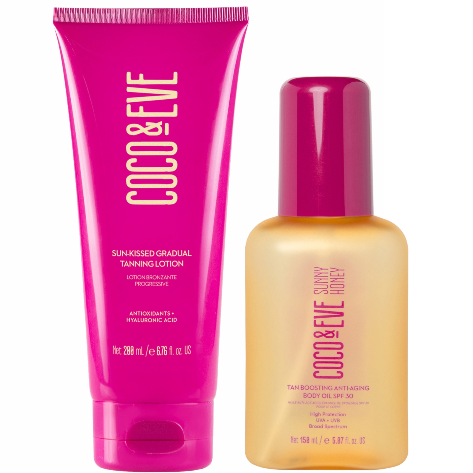 Coco & Eve Sun-kissed Gradual Tanning Lotion And Tan Boosting Anti-aging Body Oil Spf30 Bundle