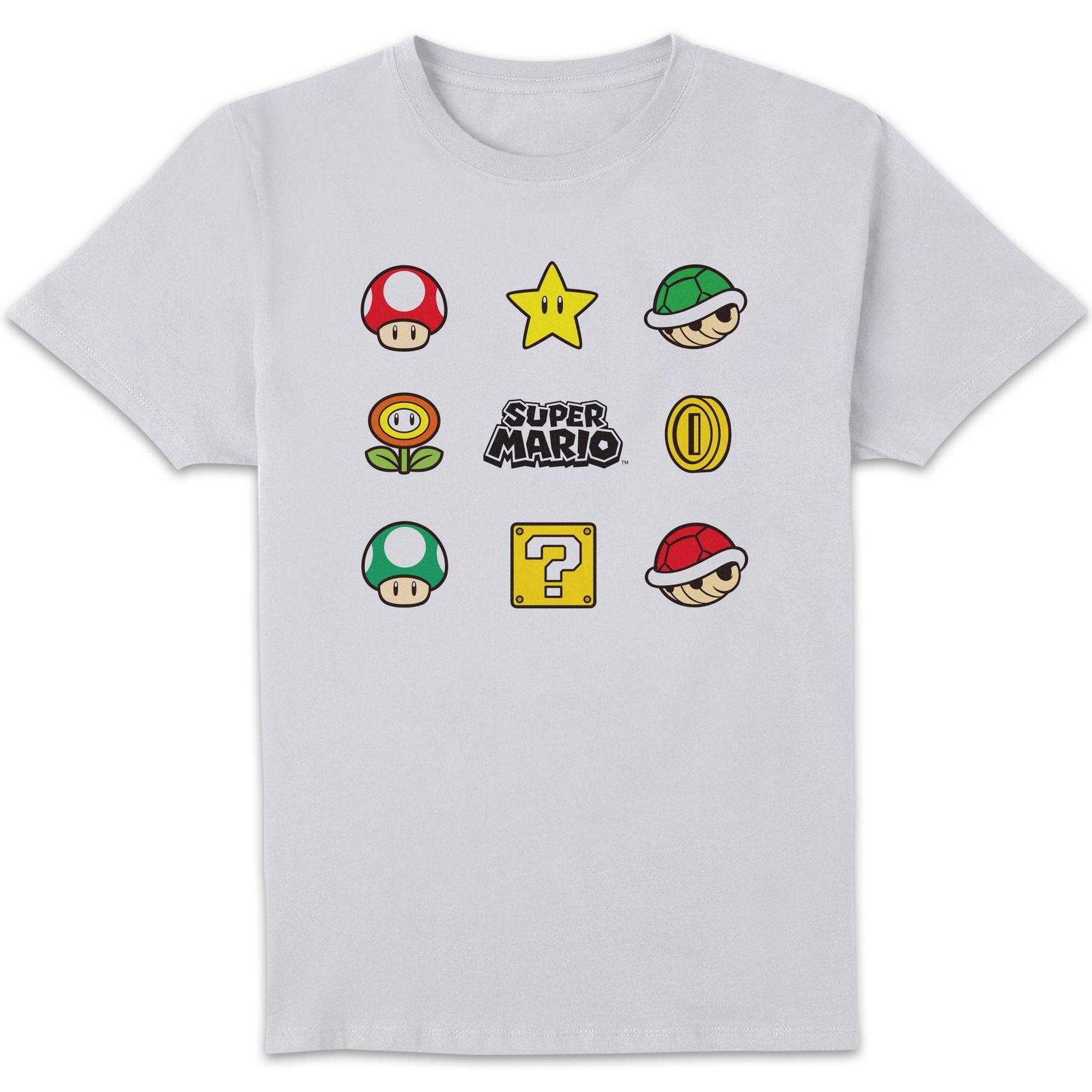 Nintendo Super Mario Items Unisex T-Shirt - White - L