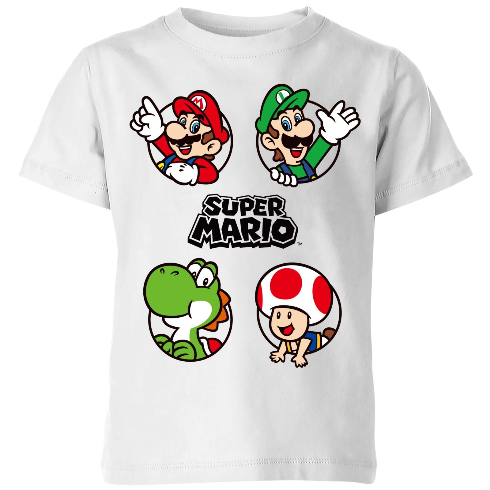 Nintendo Super Mario Circles Kids' T-Shirt - White - 3-4 Years