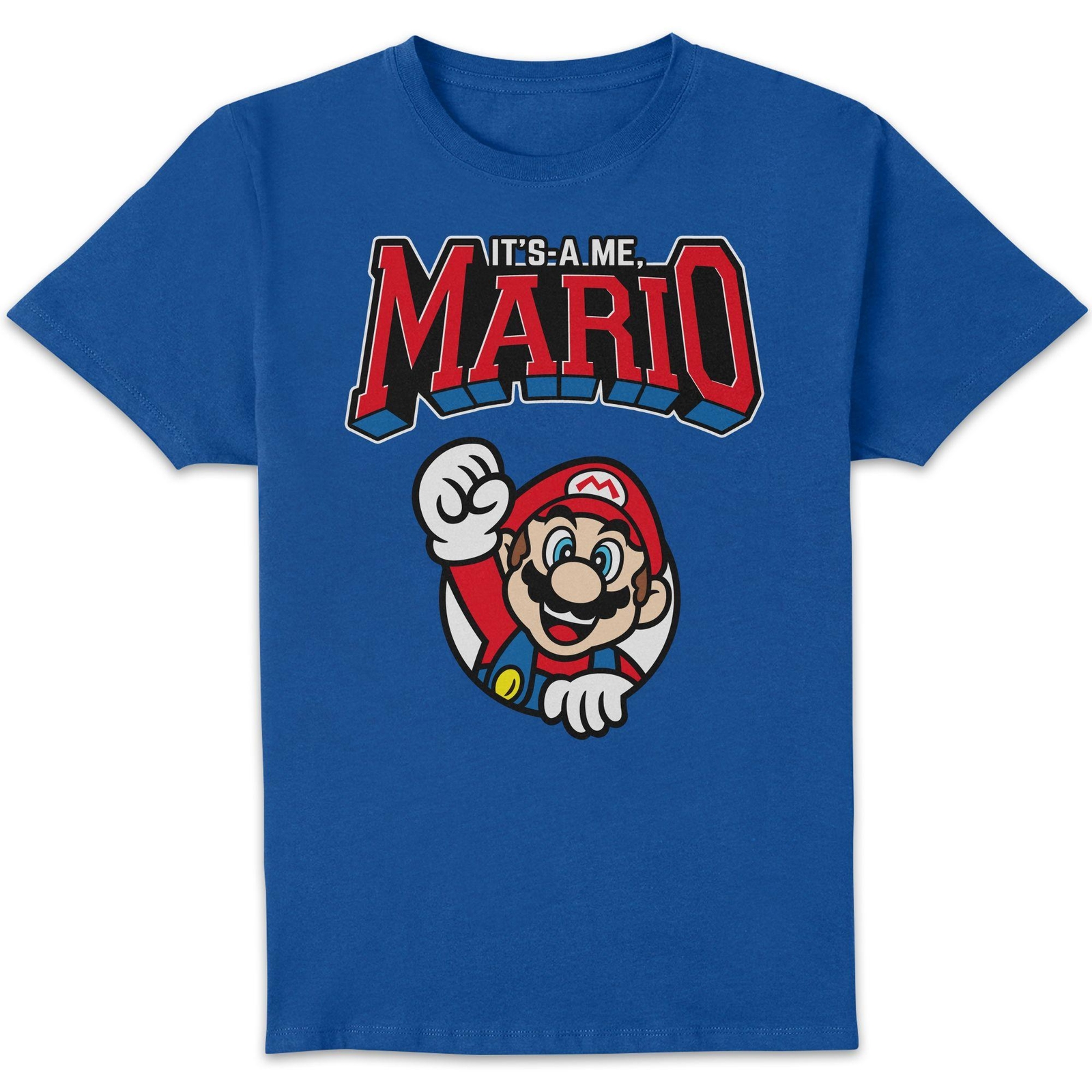 Nintendo Super Mario Varsity Mario Unisex T-Shirt - Blue - S