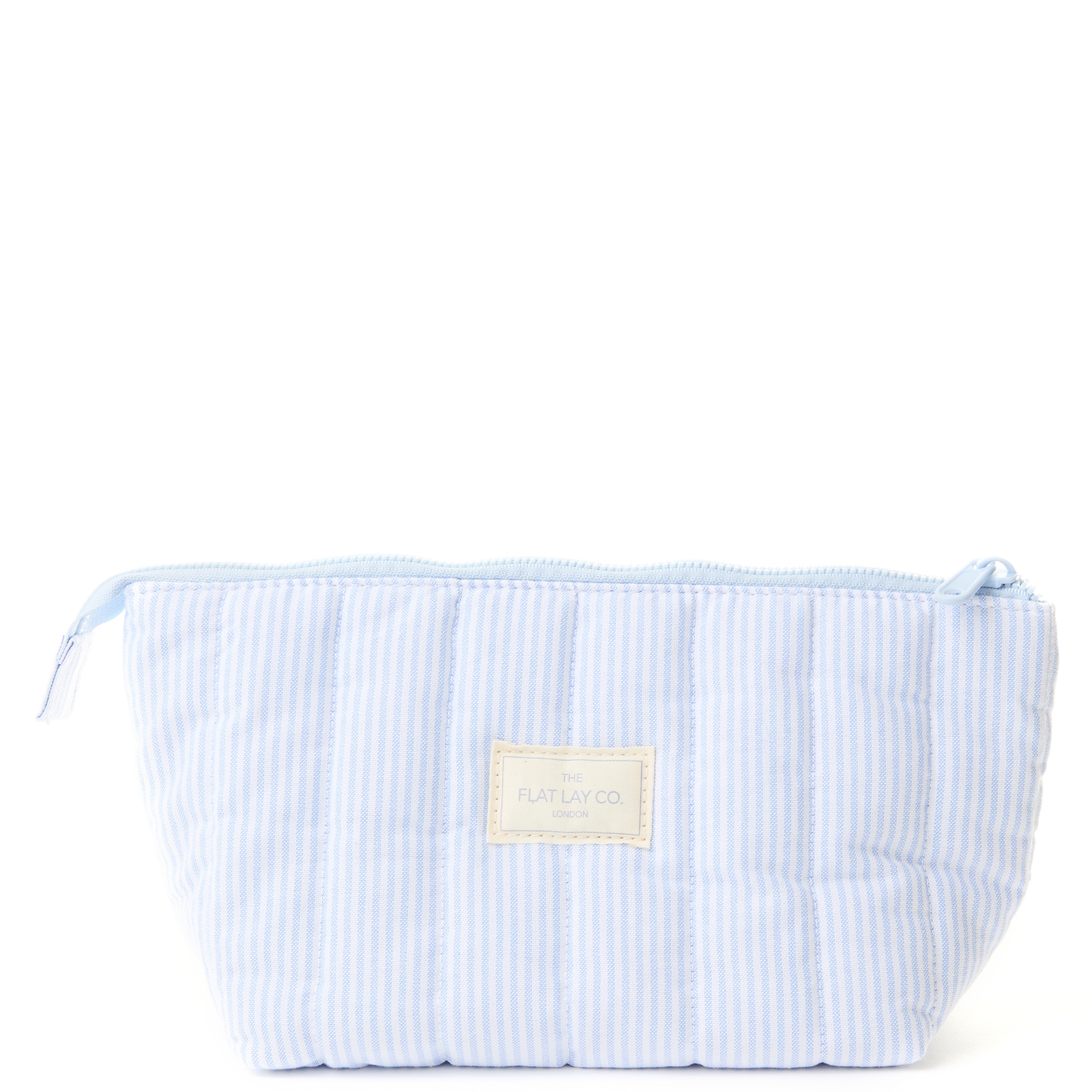 The Flat Lay Co. . Marshmallow Essential Makeup Pouch - Cozy Cotton Blue Stripes
