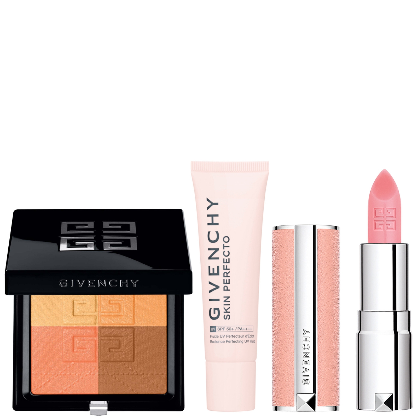 Givenchy Prisme Libre Pressed 4-colour Pressed Powder & Skin Perfecto Fluid Uv Spf Protector Bundle (various 