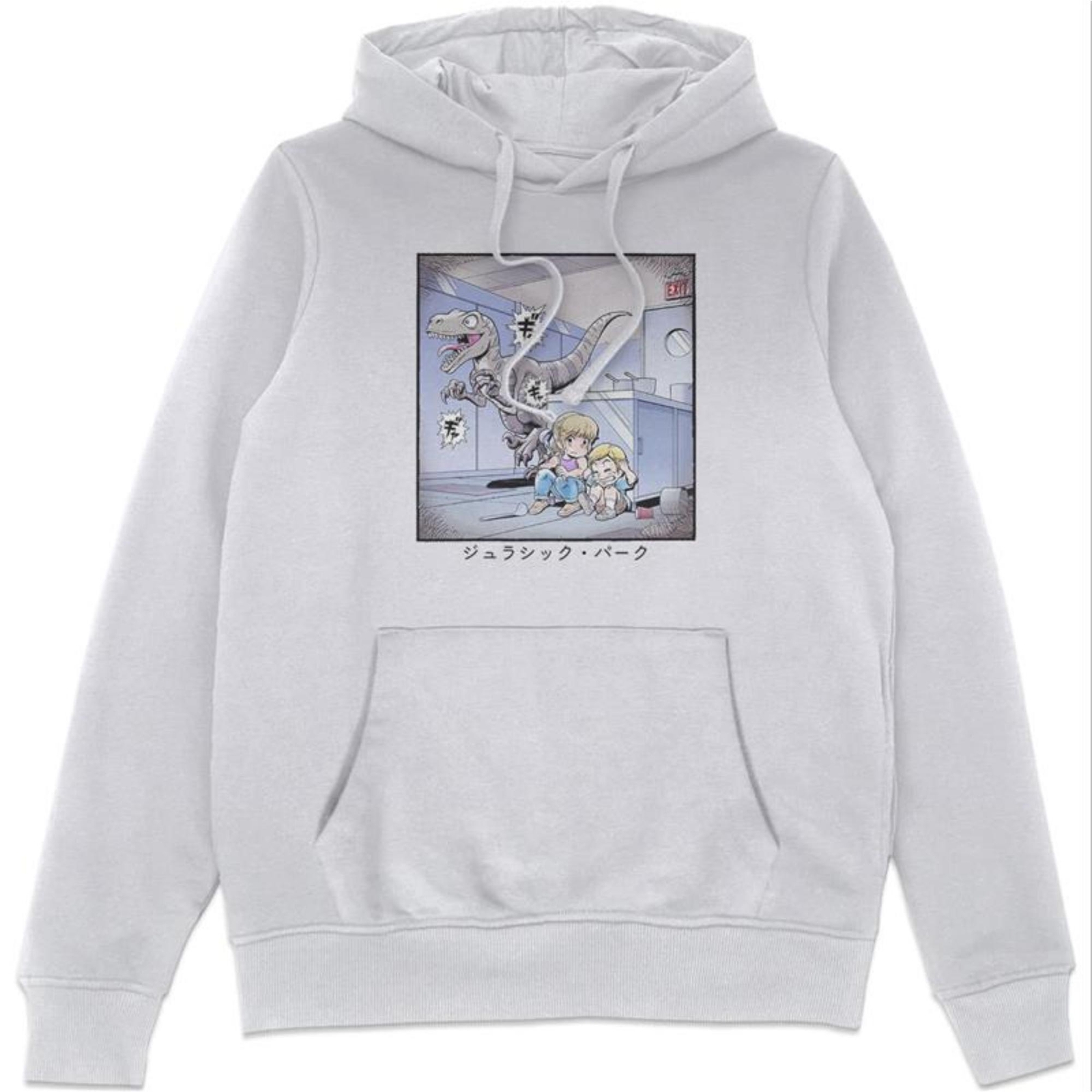Jurassic Park Anime Raptor Scene Anime Hoodie - White - XXL