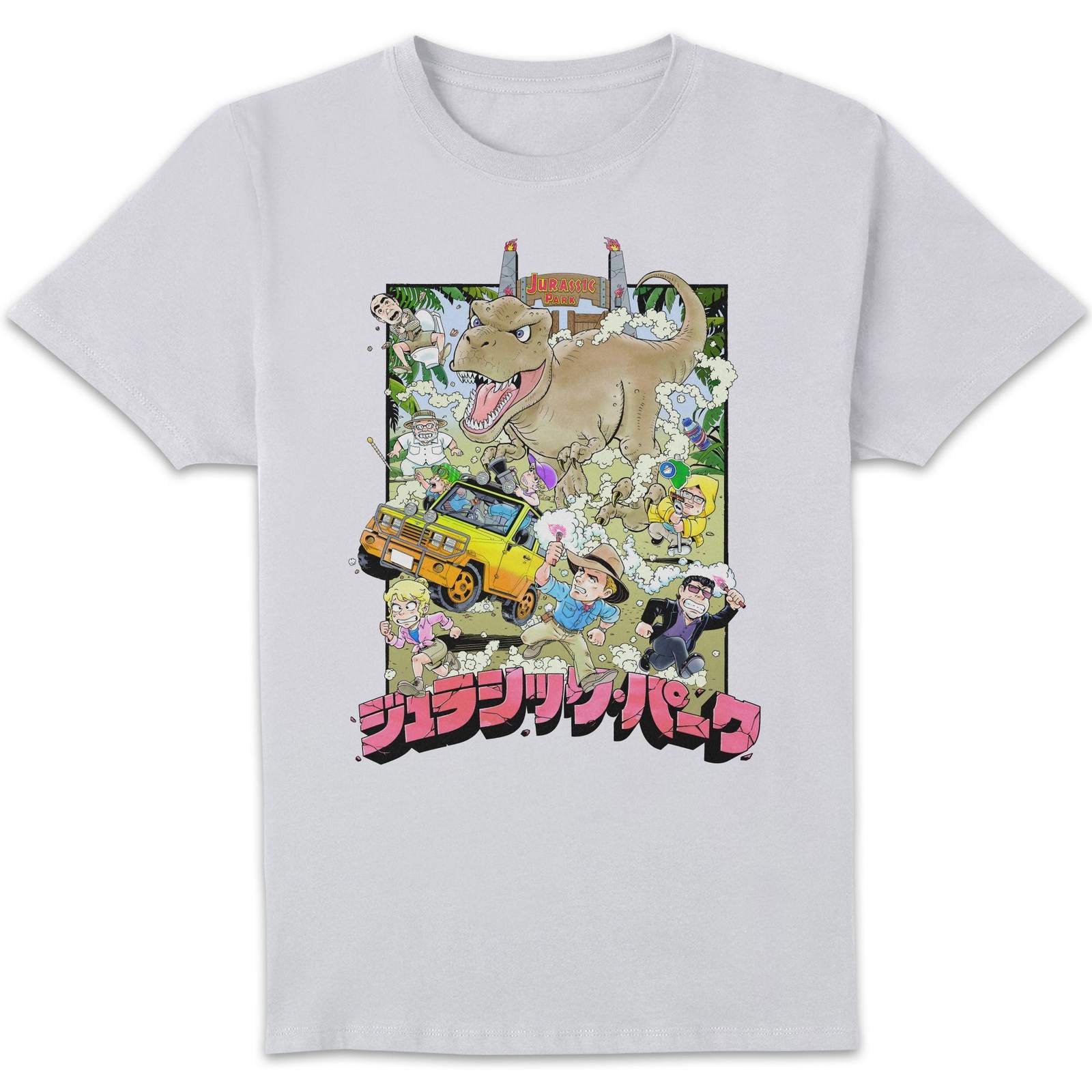 Jurassic Park Anime Character Scene Anime Unisex T-Shirt - White - L
