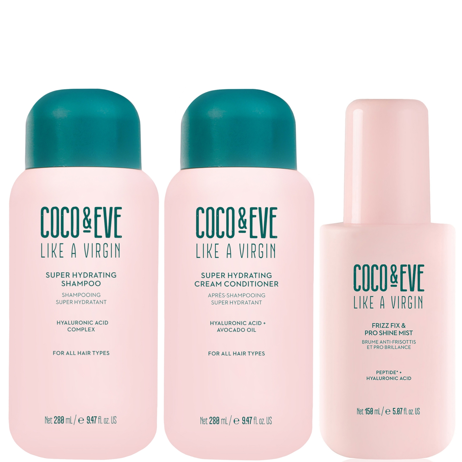Coco & Eve Like A Virgin Shampoo & Conditioner And Frizz-fix And Pro Shine Mist Bundle