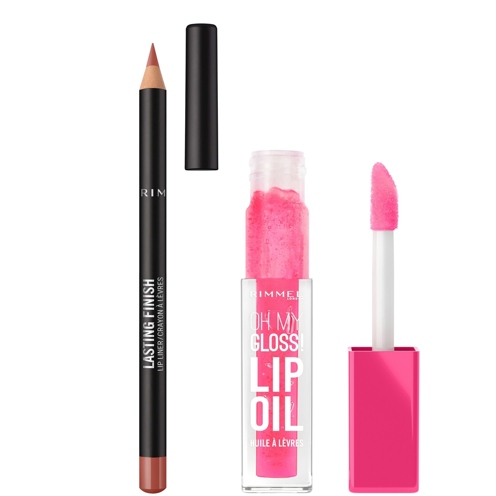 Rimmel Oh My Gloss! Lip Oil & Lasting Finish Lip Bundle (Various Shades) - 003 Berry Pink