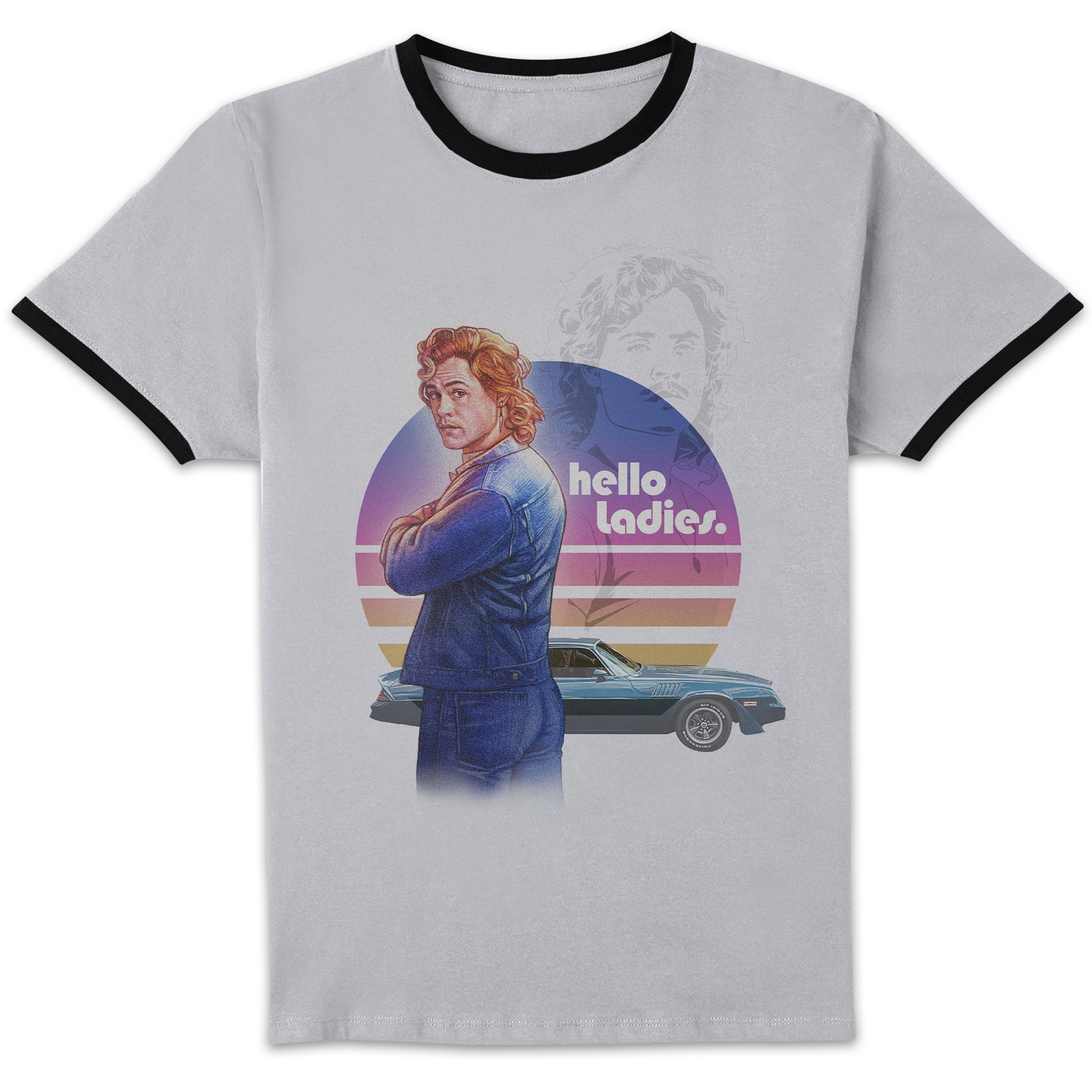 Stranger Things Hello Ladies Unisex Ringer T-Shirt - White/Black - L