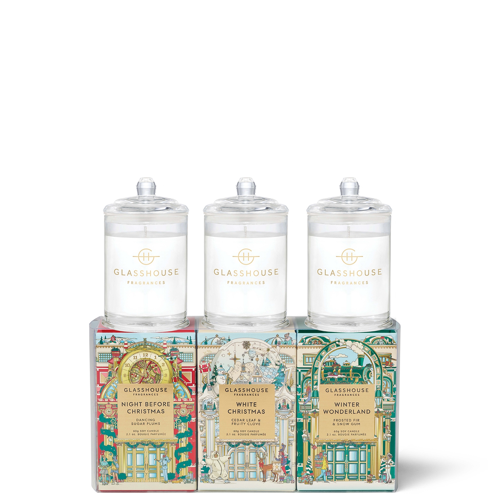 Glasshouse Fragrances Christmas Candle Trio In Transparent