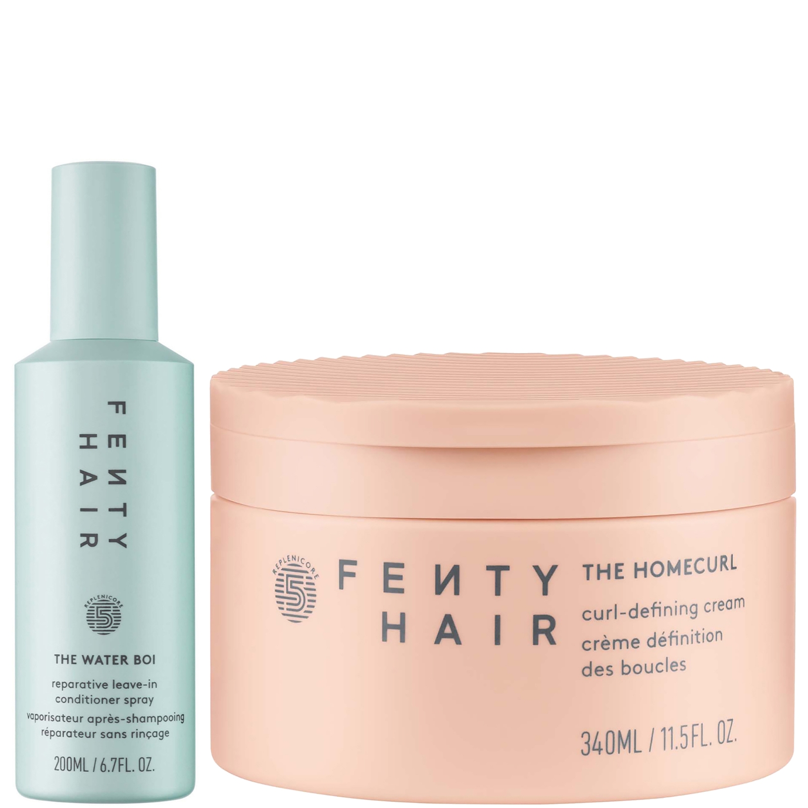 Fenty Hair Hero Duo, The Homecurl Curl Defining Cream 340ml And The Water Boi Leave In Conditioner 200ml