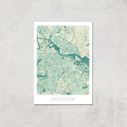 Affiche Carte d'Amsterdam (Couleur) - A4 - Print Only