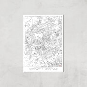 Affiche Carte de Newcastle (Noir et Blanc) - A3 - Print Only