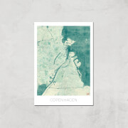 Affiche Carte de Copenhague (Couleur) - A4 - Print Only