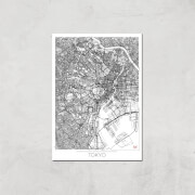 Affiche Carte de Tokyo (Noir et Blanc) - A4 - Print Only