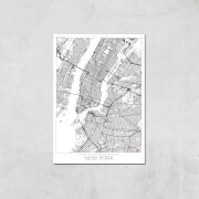 Affiche Carte de New York (Noir et Blanc) - A3 - Print Only