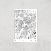 Affiche Carte de Moscou (Noir et Blanc) - A3 - Print Only