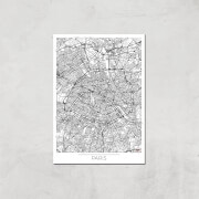 Affiche Carte de Paris (Noir et Blanc) - A3 - Print Only