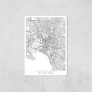 Affiche Carte de Melbourne (Noir et Blanc) - A4 - Print Only