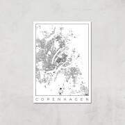 Affiche Carte de Copenhague (Noir et Blanc) - A3 - Print Only