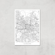 Affiche Carte de Glasgow (Noir et Blanc) - A3 - Print Only