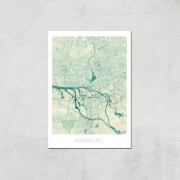 Affiche Carte de Hambourg (Couleur) - A4 - Print Only