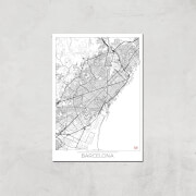 Affiche Carte de Barcelone (Noir et Blanc) - A4 - Print Only