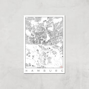 Affiche Carte de Hambourg (Noir et Blanc) - A3 - Print Only
